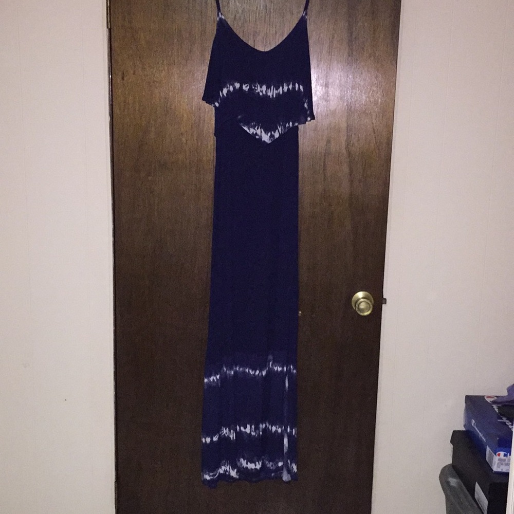Navy Blue tie dye maxi dress.